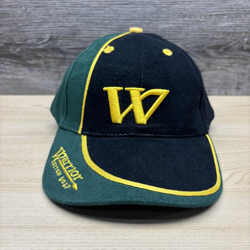 Warrior Custom Golf Hat Cap Baseball Strap Back Green Black Embroidered W Mens